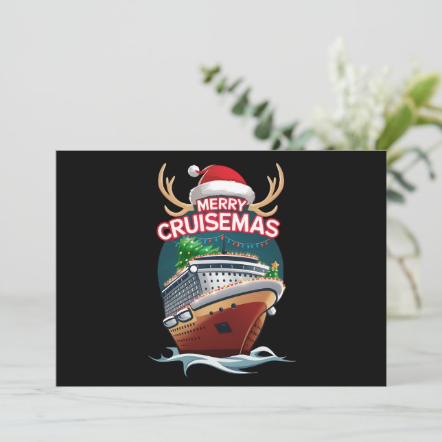 Cartão De Festividades Feliz Cruisemas Navio de Cruzeiro Família Natal Di (Em pé/Frente)