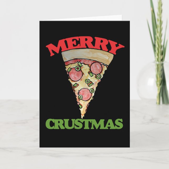 Cartão De Festividades Feliz Crustmas pizza de Natal (Frente)
