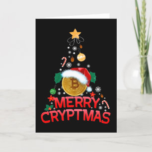 Cartão De Festividades Feliz Cryptmas Bitcoin Blockchain Árvore de Natal 