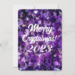 Cartão De Festividades Feliz Crystalmas 2023 Cristal de Ametista Roxa