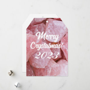 Cartão De Festividades Feliz Crystalmas 2023 Cristal de Quartzo Rosa