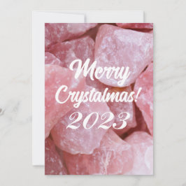 Cartão De Festividades Feliz Crystalmas 2023 Rosa Quartzo de Cristal Rosa