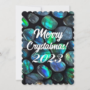 Cartão De Festividades Feliz Crystalmas 2024 Cristal Labradorita Azul