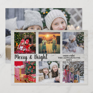 Cartão De Festividades Feliz de colagem de fotos da família e Ho de Nata