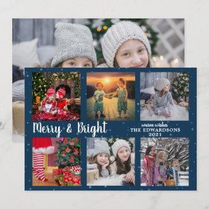 Cartão De Festividades Feliz de colagem de fotos da família e Natal bril