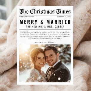 Cartão De Festividades Feliz de jornal e Natal casado
