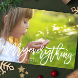 Cartão De Festividades Feliz de Natal Branco - Tudo Foto<br><div class="desc">Feliz Branca Tudo Cartão com fotos de Natal. Escrita fabulosa com um suporte floral flexível. Um cartão de feriado com uma mensagem geral para servir a todos os clientes!</div>