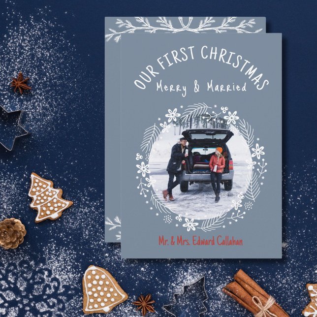 Cartão De Festividades feliz de Natal de 1rua e Semanas Recentes Casadas (Criador carregado)