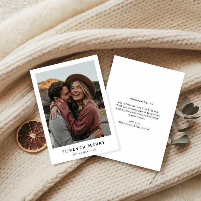 Cartão De Festividades Feliz de Natal para sempre e Foto de Casamento Cas (Criador carregado)