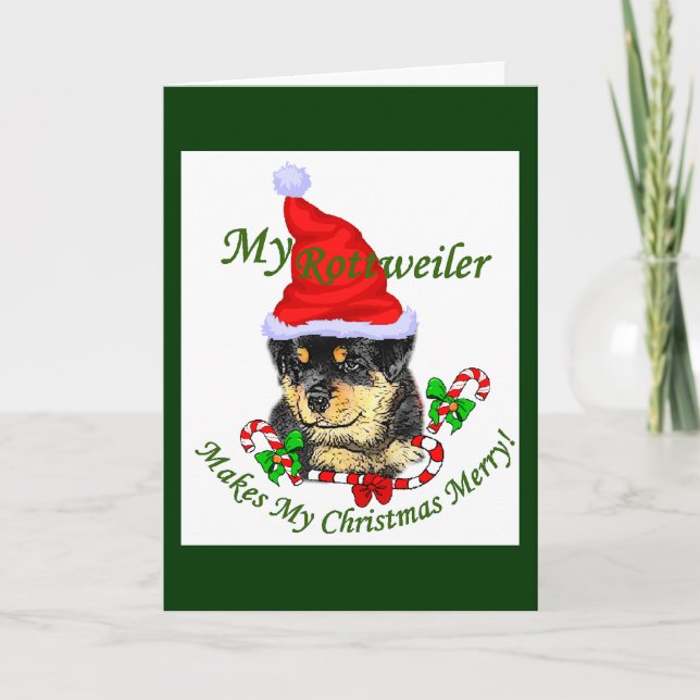 Cartão De Festividades Feliz de Natal Rottweiler (Frente)