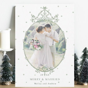 Cartão De Festividades Feliz de Quadro Clássico Moderno e Foto Casada
