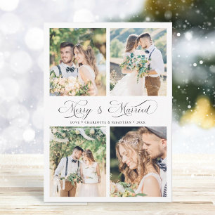 Cartão De Festividades Feliz de Script Elegante Moderno e Foto Casada 4