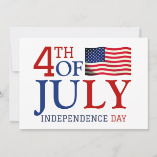 Cartão De Festividades Feliz dia 4 de julho Dia da Independência Azul Ver