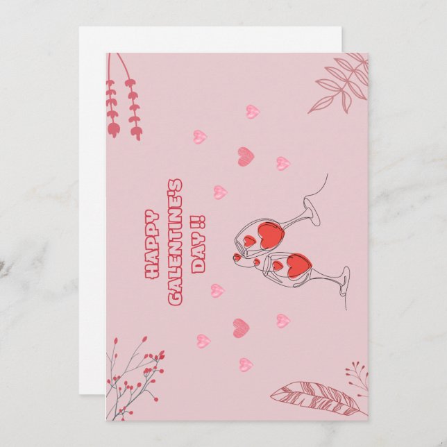 Cartão De Festividades Feliz dia da galentina (Frente/Verso)