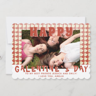 Cartão De Festividades Feliz Dia da Galentine Coração Foto Amiga