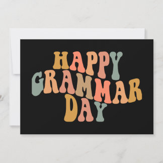 Cartão De Festividades Feliz Dia da Gramática Retro Ondulado