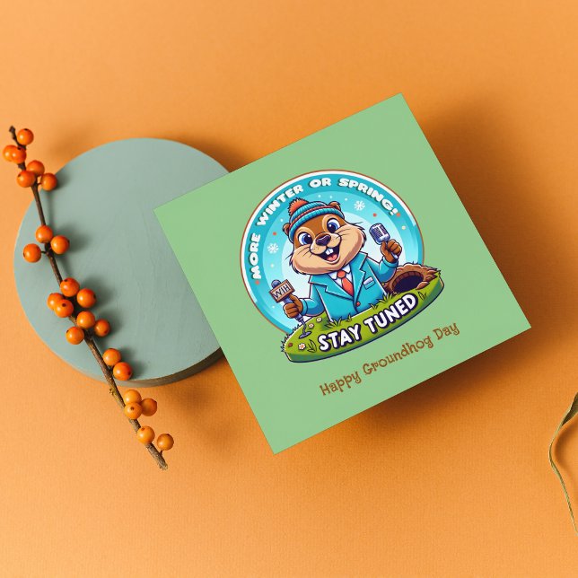Cartão De Festividades Feliz Dia da Marmota: Relatório de Notícias de Pri (Criador carregado)