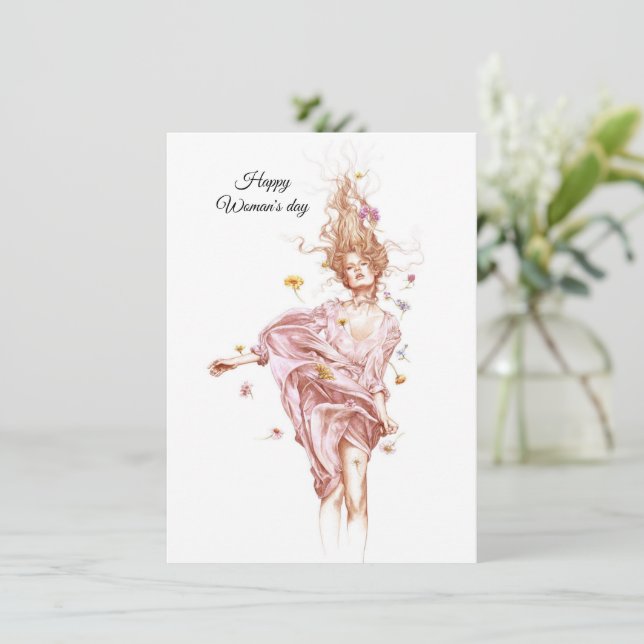 Cartão De Festividades Feliz dia da mulher (Em pé/Frente)