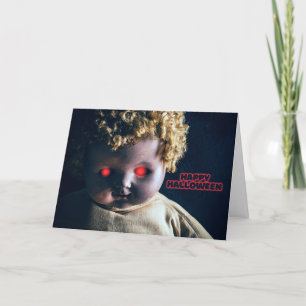 Cartão De Festividades Feliz Dia das Bruxas Boneca Assustadora Com Olhos