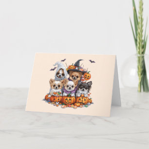Cartão De Festividades Feliz Dia das Bruxas Cachorros Chihuahua