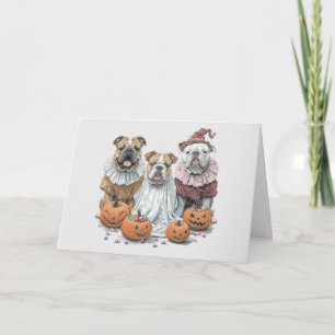 Cartão De Festividades Feliz Dia das Bruxas English Bulldogs Abóbora