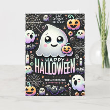 Feliz Dia das Bruxas Fantasma Fofo Assustador