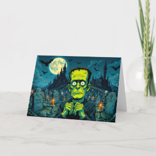 Cartão De Festividades Feliz Dia das Bruxas Frankenstein
