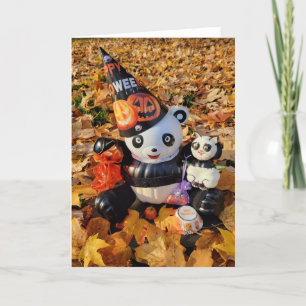 Cartão De Festividades Feliz Dia das Bruxas Panda e Gatinho Truque ou Tra