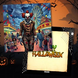 Cartão De Festividades Feliz Dia das Bruxas | Spooky Clown