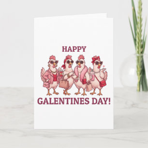 Cartão De Festividades Feliz Dia das Galentinas Galinhas Glamourosas Esqu