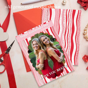 Cartão De Festividades Feliz Dia das Galentinas Listras Rosas Melhores Am