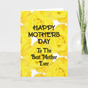 Cartão De Festividades Feliz Dia das Mães Amarelo Floral Texto Personaliz