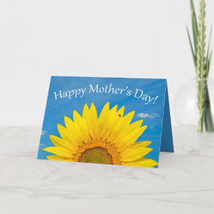 Cartão De Festividades Feliz Dia das Mães Belo Girassol com Joaninha