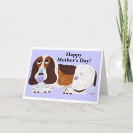 Cartão De Festividades Feliz Dia das Mães, cachorrinho Basset Hound