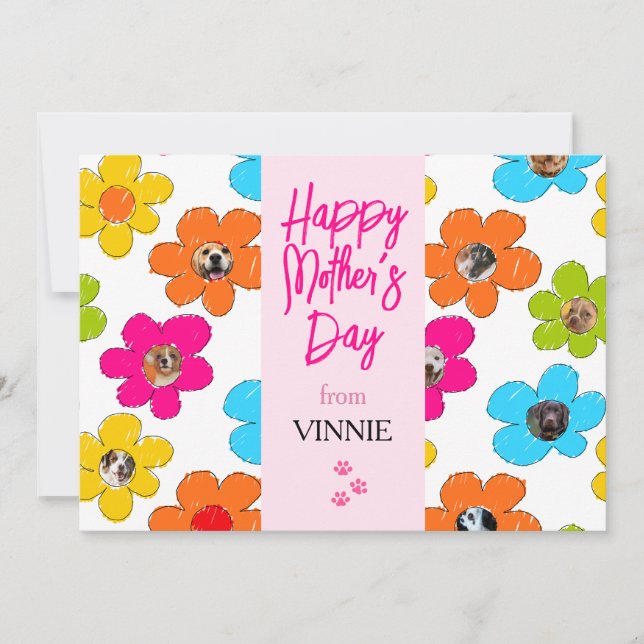 Cartão De Festividades Feliz Dia das Mães Colagem de Fotos de Cachorro Fl (Frente)
