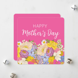 Cartão De Festividades Feliz Dia das Mães Flora em Flor 