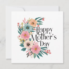 Cartão De Festividades Feliz Dia das Mães Flores do Lado Direito Pêssego 