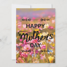 Cartão De Festividades Feliz Dia das Mães Flores Silvestres Rosas Campo 2