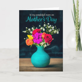 Cartão De Festividades Feliz Dia das Mães Mamãe Bela Vaso de Flores 