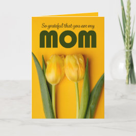 Cartão De Festividades Feliz Dia das Mães Mamãe Duas Tulipas Amarelas 