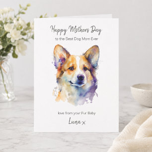 Cartão De Festividades Feliz Dia das Mães Melhor Mãe de Corgi Personaliza