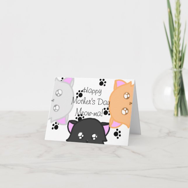 Cartão De Festividades Feliz Dia das Mães Meow-ma Card (Frente)