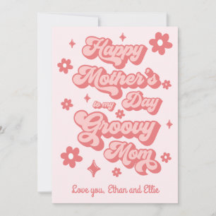 Cartão De Festividades Feliz Dia das Mães para minha Mãe Groovy