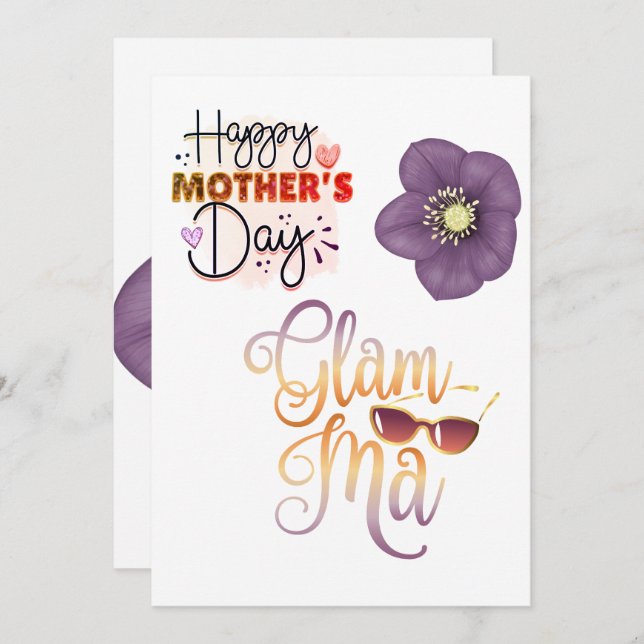 Cartão De Festividades Feliz Dia das Mães Vovó (Frente/Verso)