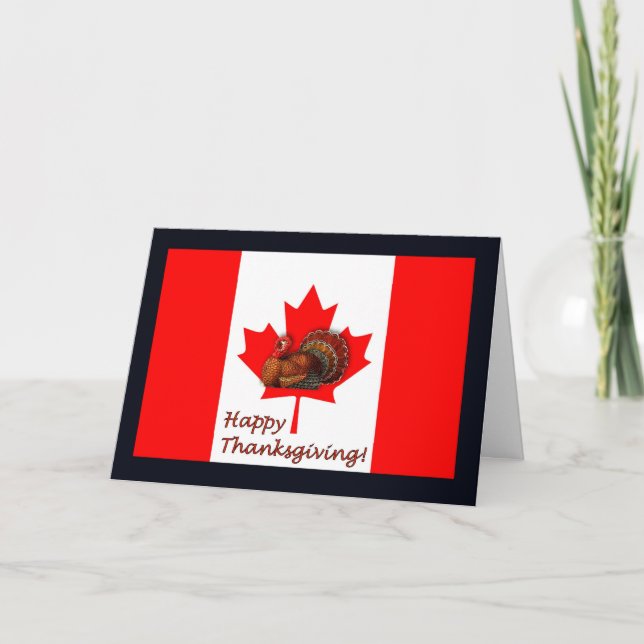 Cartão De Festividades Feliz Dia de Ação de Graças ao Canadá com bandeira (Frente)