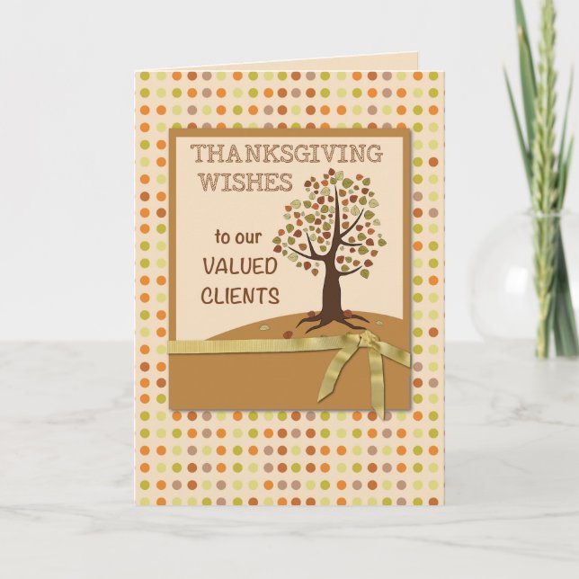 Cartão De Festividades Feliz Dia de Ação de Graças aos Clientes Pontos e  (Frente)