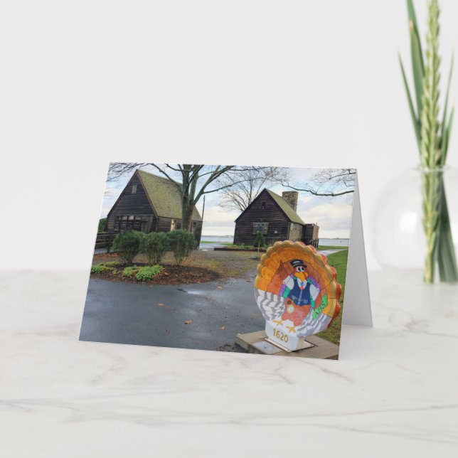 Cartão De Festividades Feliz Dia de Ação de Graças de Plymouth, Massachus (Frente)