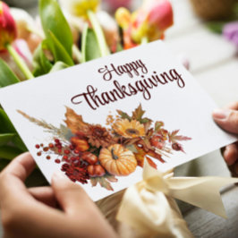 Cartão De Festividades Feliz Dia de Ação de Graças do outono Elegante