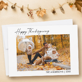 Cartão De Festividades Feliz Dia de Ação de Graças do Script de Tinta Cal