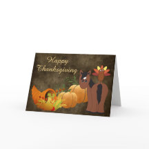 Feliz Dia de Ação de Graças entre o Cavalo Castanh